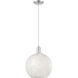Arcadia White Mouchette 1 Light 12 inch Brushed Satin Nickel Mini Pendant Ceiling Light