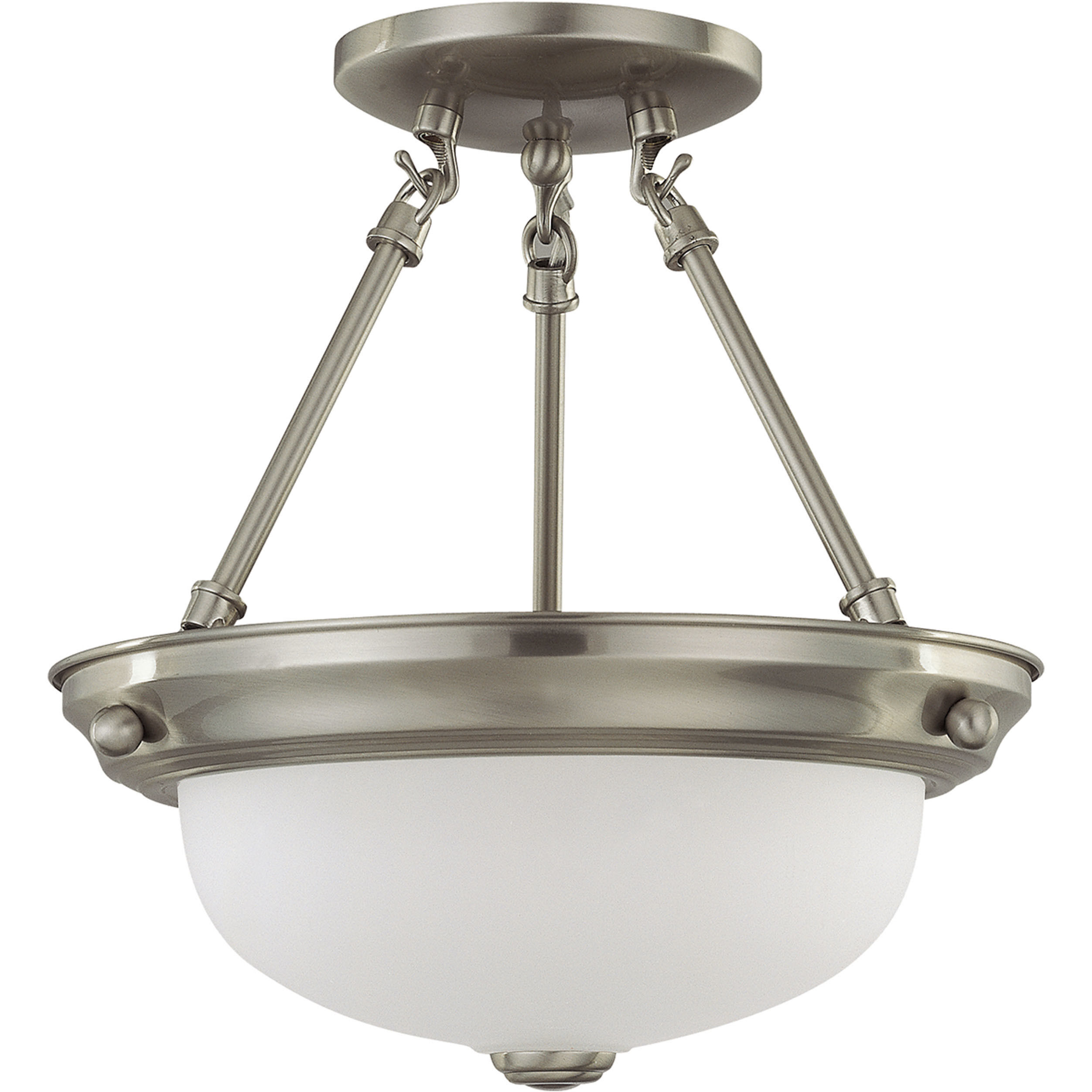 Brentwood 2 Light 11 inch Brushed Nickel Semi-Flush Ceiling Light
