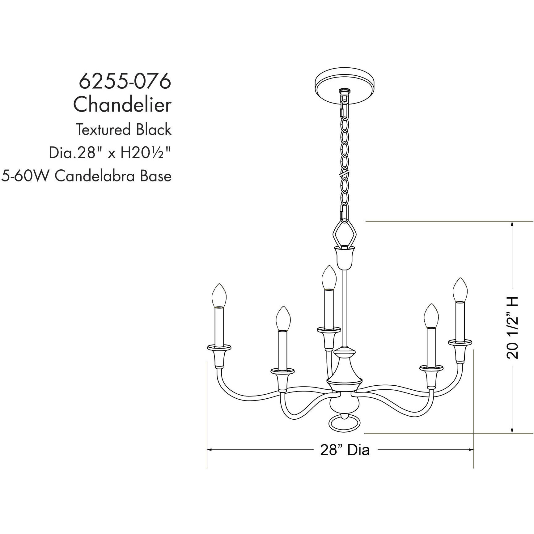 Halifax County 5 Light 28 inch Textured Coal Chandelier Ceiling Light