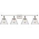 Ballston Large Cone 4 Light 36 inch White and Polished Chrome Bath Vanity Light Wall Light in Seedy Glass