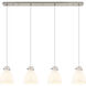 Newton Bell 4 Light 51.75 inch Brushed Satin Nickel Linear Pendant Ceiling Light in White Glass