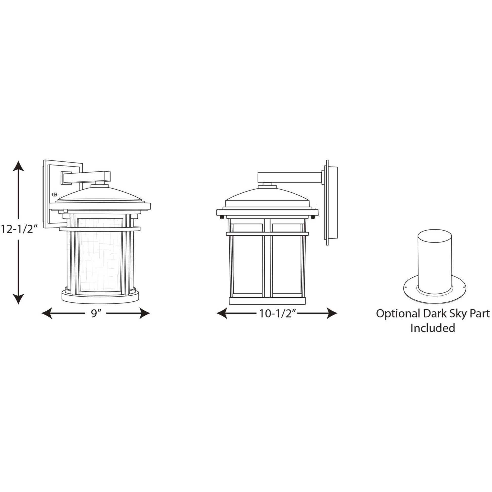 Wish LED LED 13 inch Textured Black Outdoor Wall Lantern, Medium, Progress LED