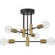 Sean 6 Light 16.25 inch Black and Antique Brushed Brass Semi Flush Ceiling Light