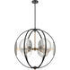 Oriah 6 Light 28 inch Matte Black with Satin Brass and Silver Mercury Chandelier Ceiling Light