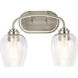 Valserrano 2 Light 15 inch Brushed Nickel Wall Mt Bath 2 Arm Wall Light
