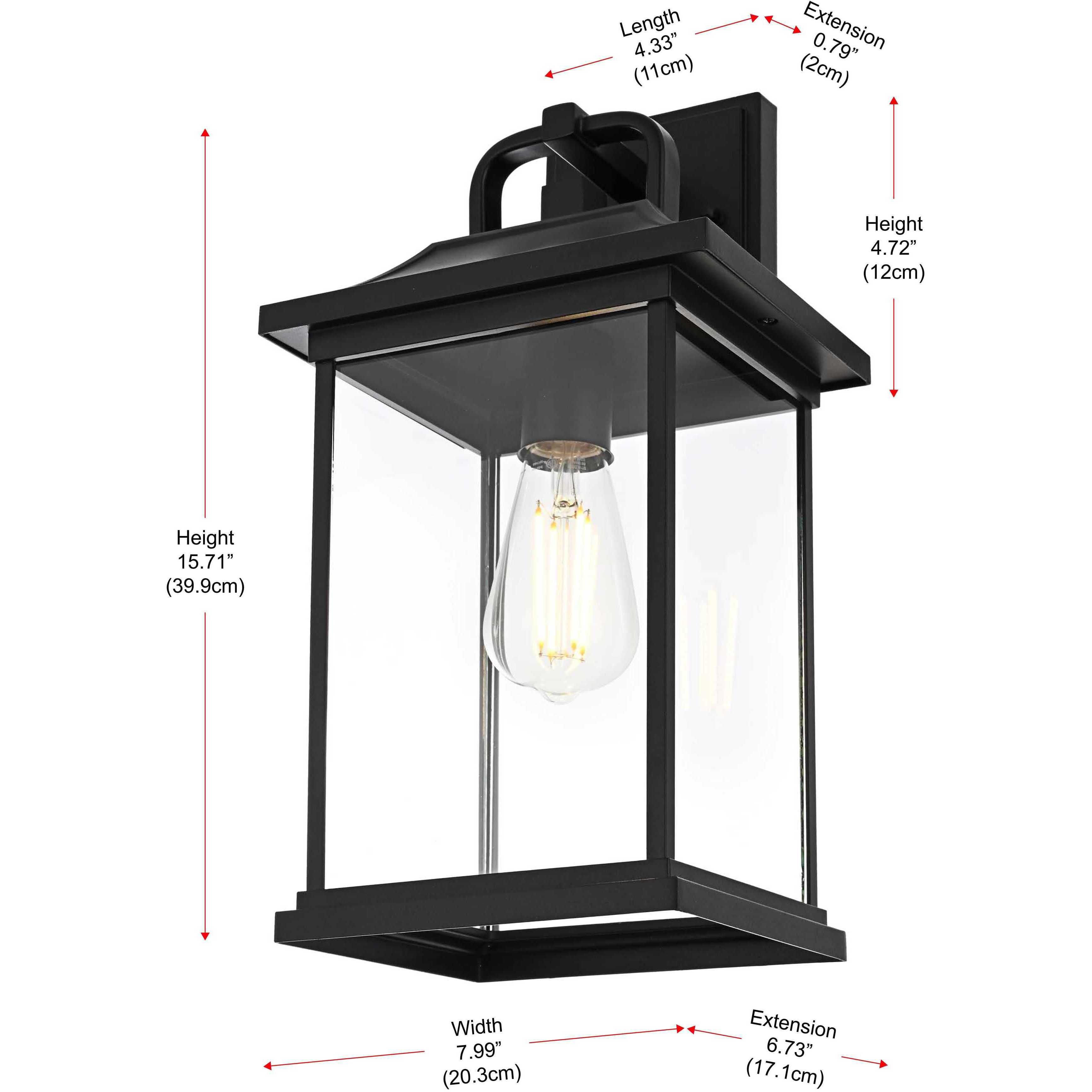 Saul 1 Light 16 inch Black Outdoor Wall Sconce