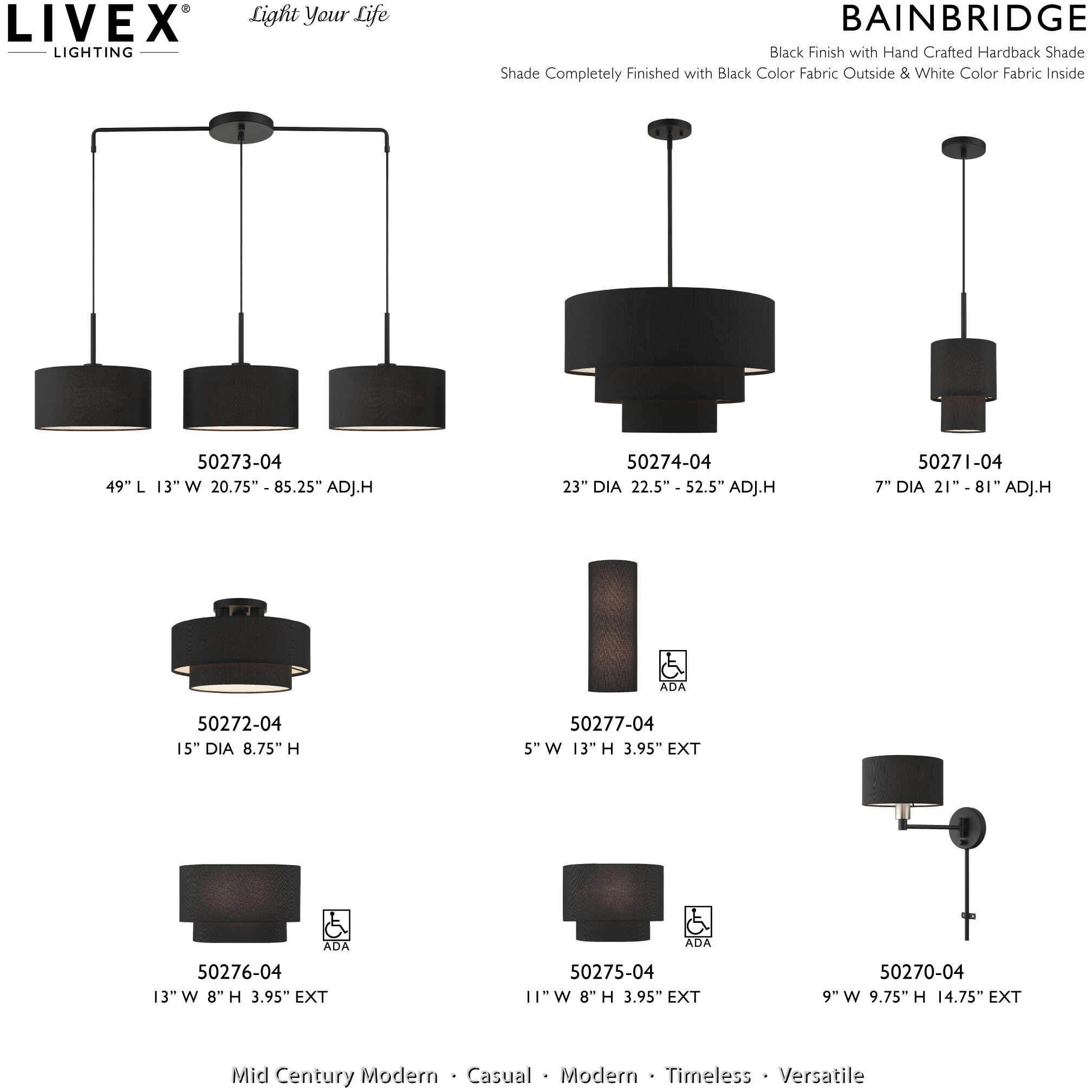 Bainbridge 1 Light 7 inch Black Mini Pendant Ceiling Light