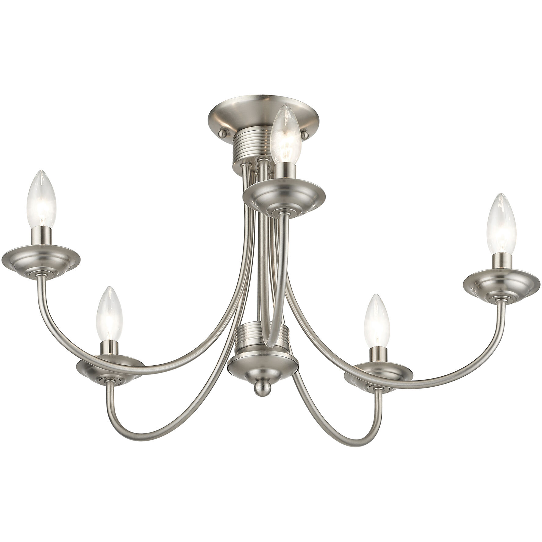 Estate 5 Light 24 inch Brushed Nickel Semi Flush Mount Ceiling Light, Large