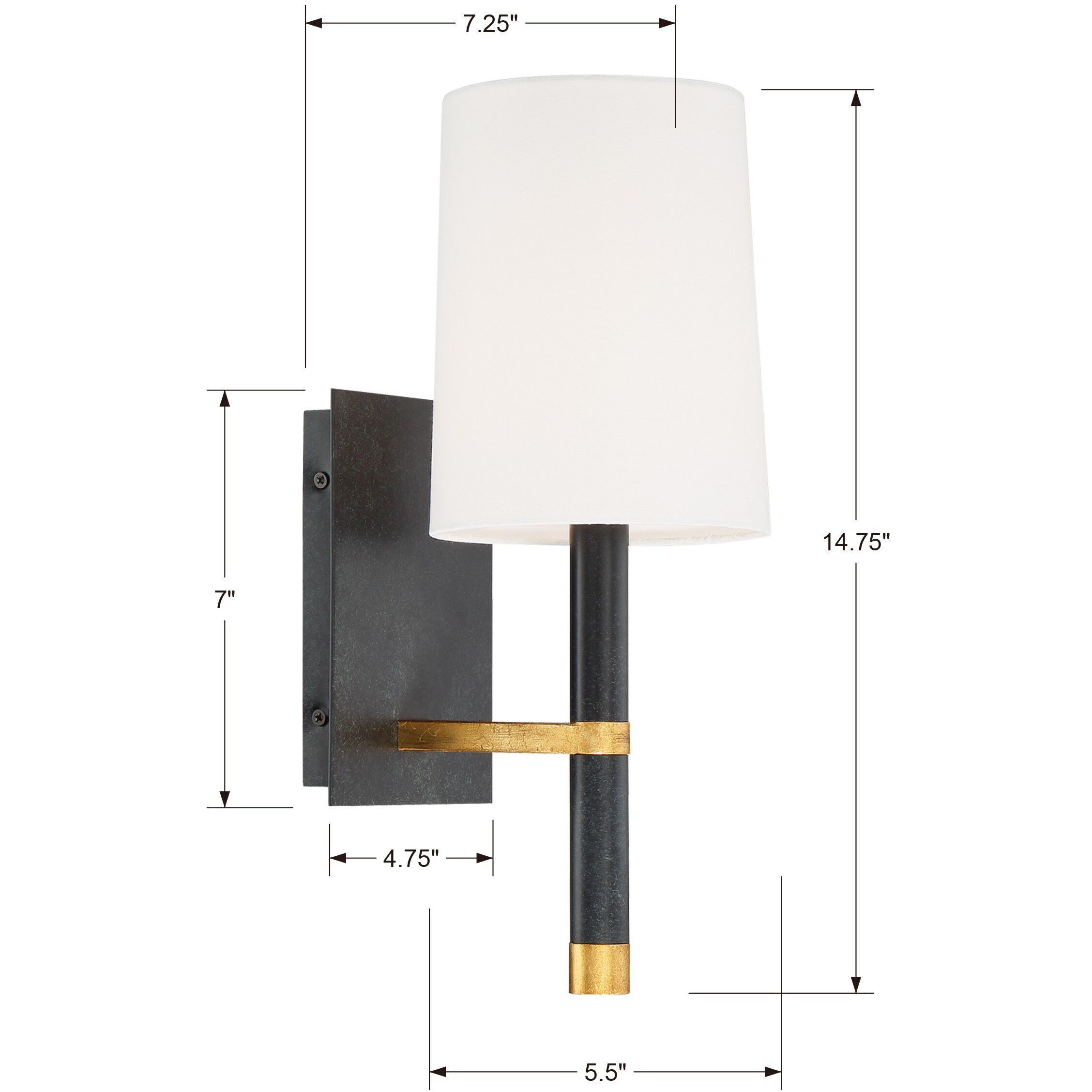 Weston Sconce Wall Light in Black and Antique Gold