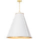 French Maid 3 Light 25.5 inch White and Natural Brass Chandelier Ceiling Light, Large