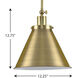 Hinton 1 Light 12 inch Vintage Brass Pendant Ceiling Light