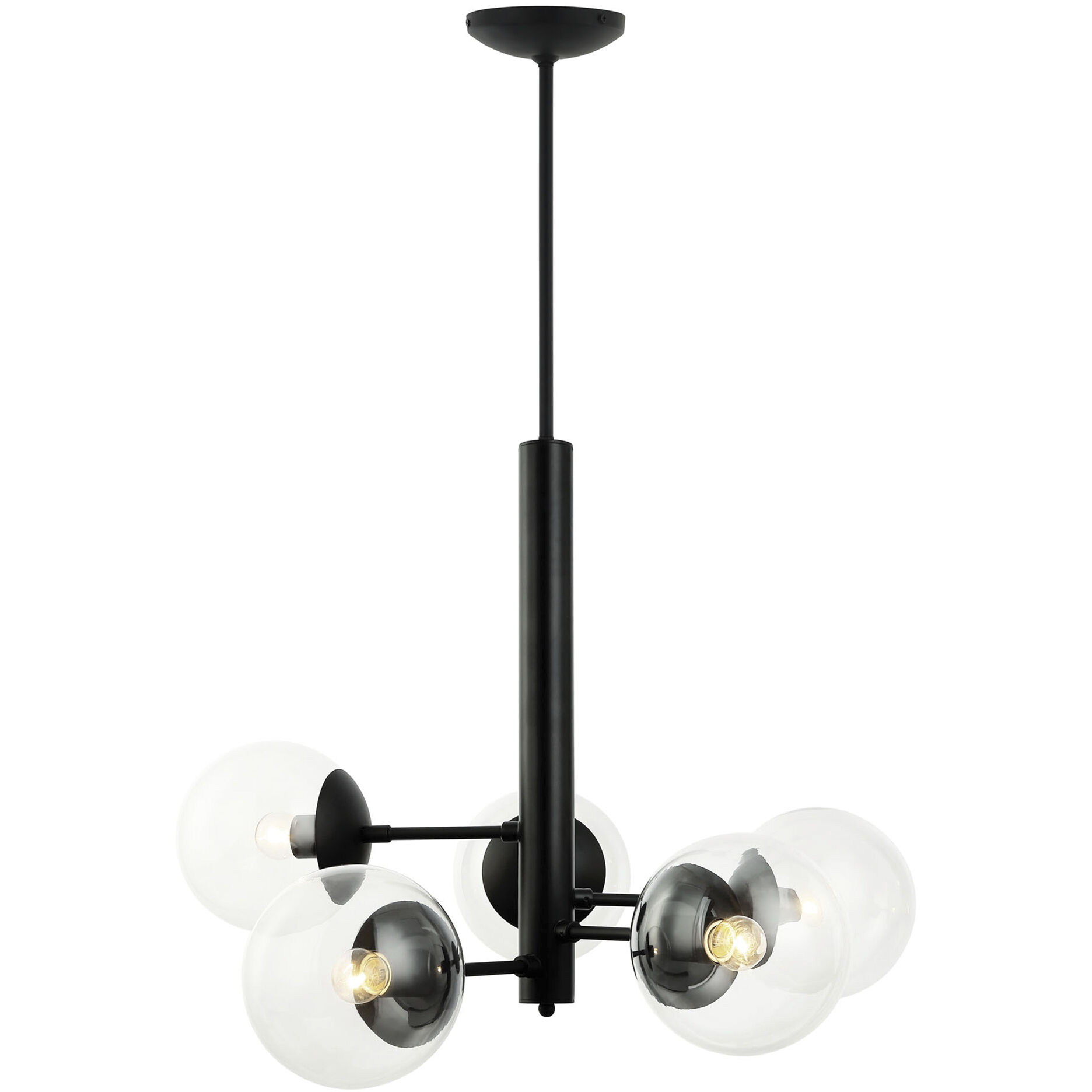 Mid-Century 5 Light 27.5 inch Black Chandelier Ceiling Light