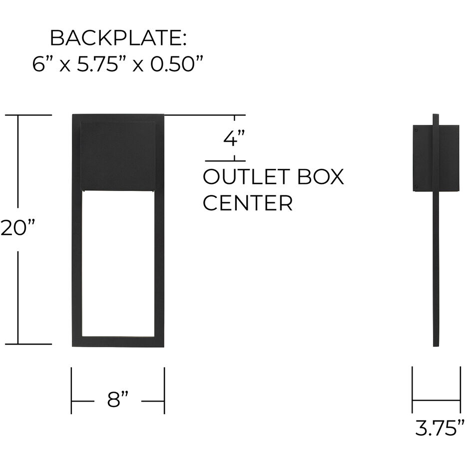 Nate 1 Light 20 inch Black Outdoor Wall Lantern