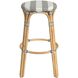 Tobias Round Rattan 30" Bar Stool in Gray and White Stripe