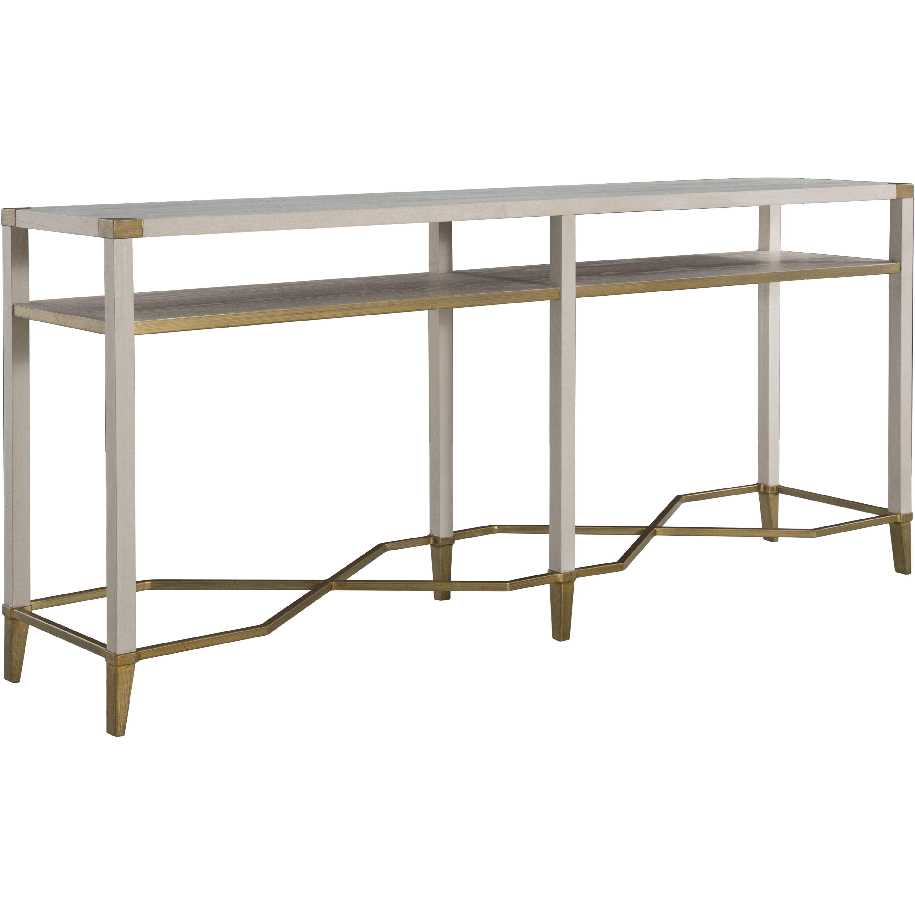 Sue 70 X 15 inch Cerused White and Brushed Gold Console Table