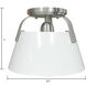 Jepson 1 Light 9.5 inch Matte White with Brushed Nickel Semi Flush Mount Ceiling Light