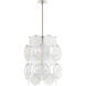 AERIN Loire 6 Light 20 inch Polished Nickel Barrel Chandelier Ceiling Light in White Strie Glass, Medium