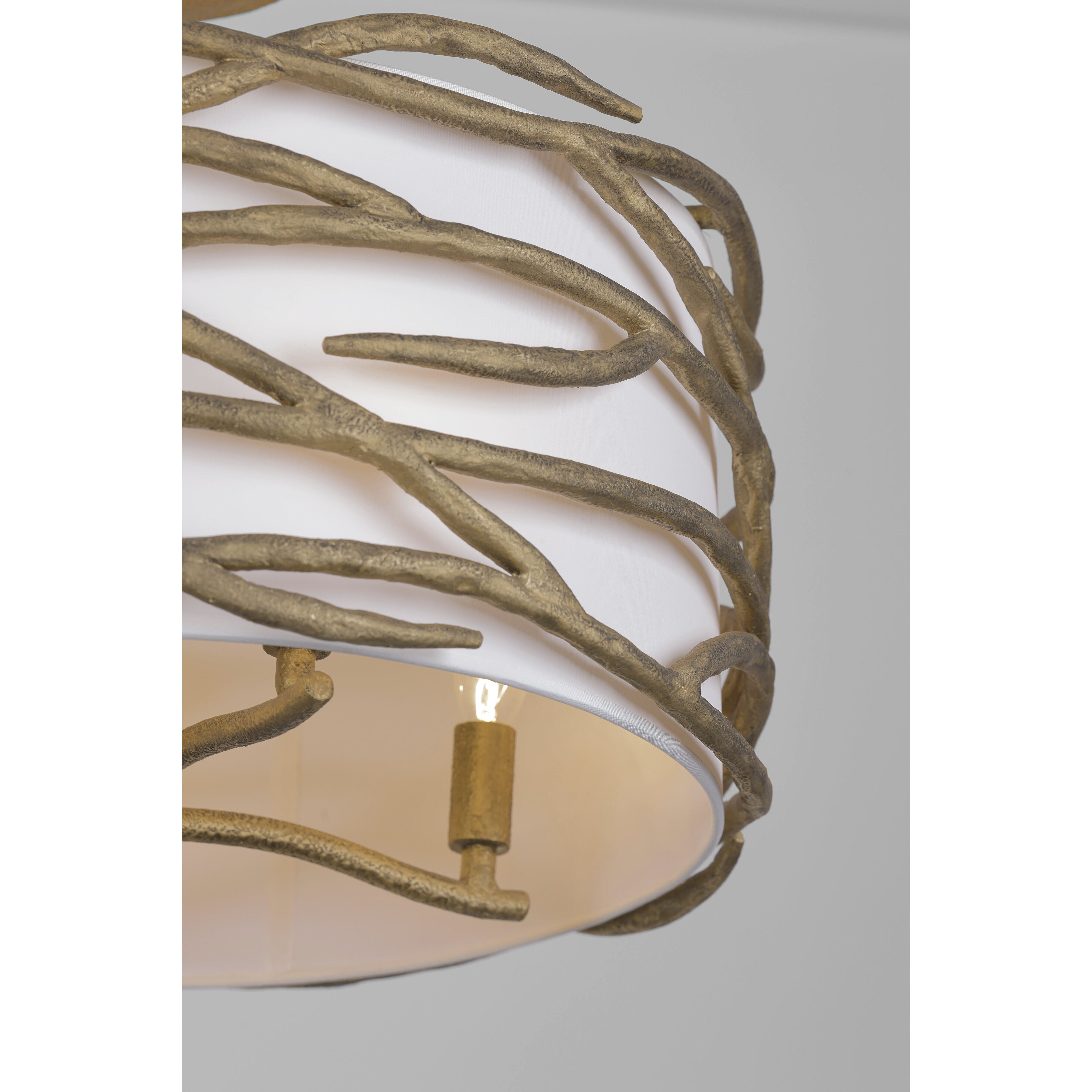 Branch Reality 4 Light 20 inch Textured Ashen Gold Semi Flush Mount Ceiling Light