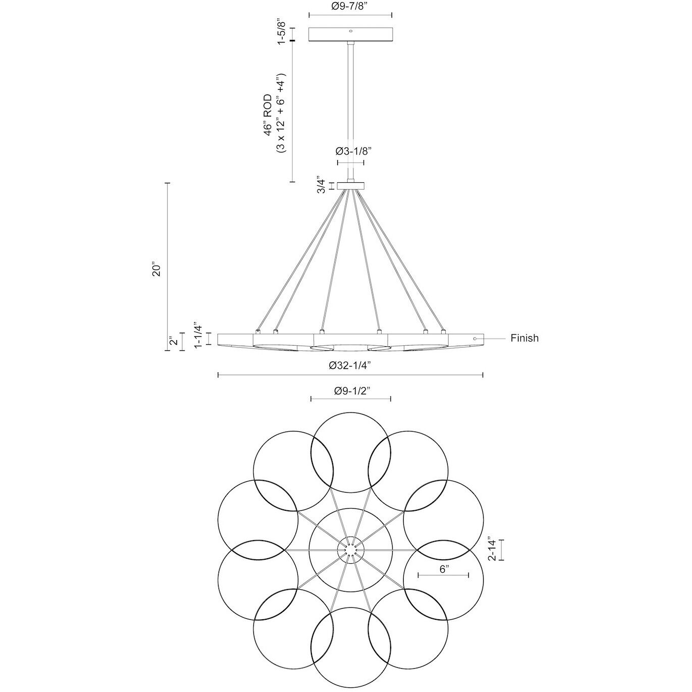 Maestro 32.25 inch Black Chandelier Ceiling Light