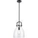 Newton Bell 1 Light 10 inch Matte Black Mini Pendant Ceiling Light in Clear Glass