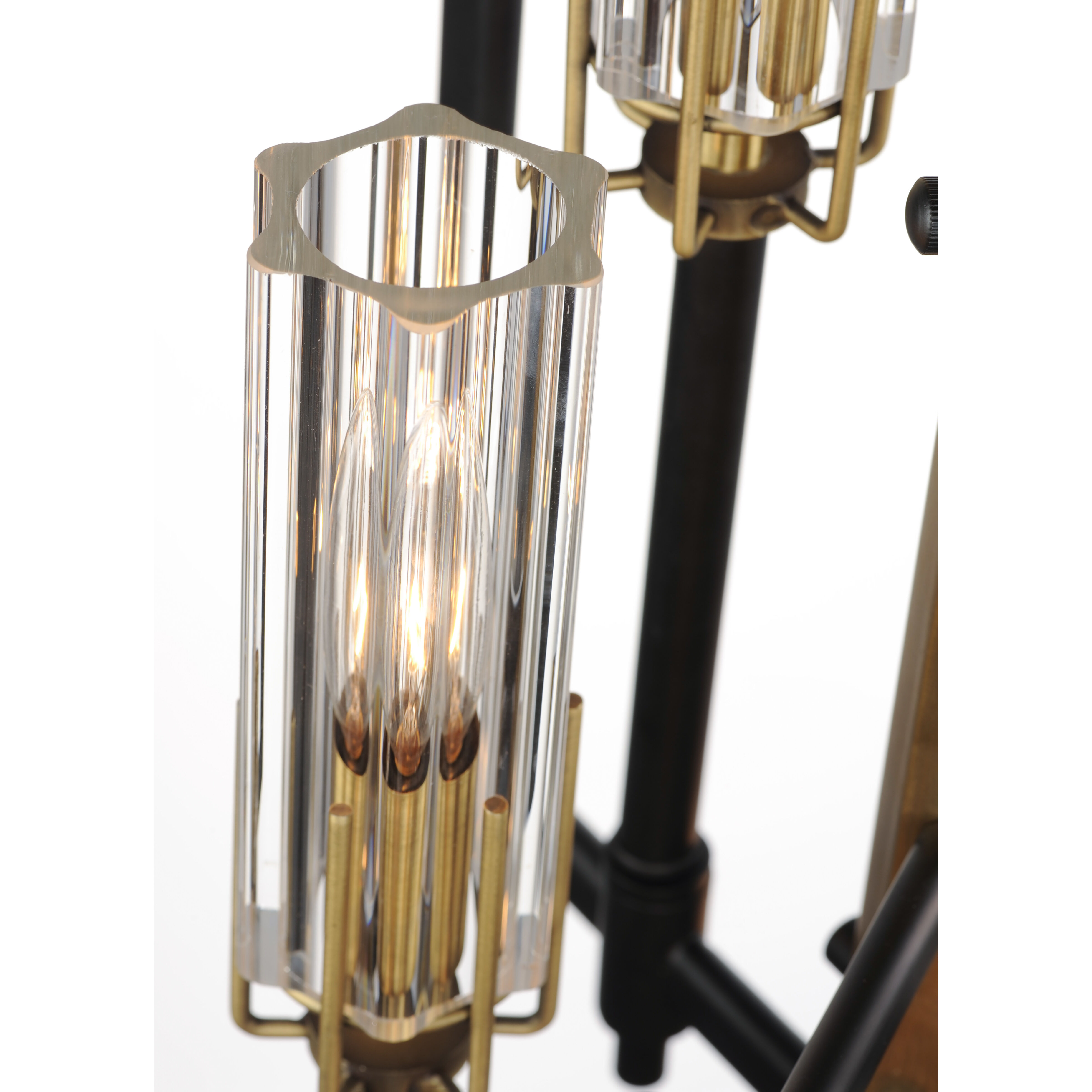 Flambeau 6 Light 14 inch Black/Antique Brass Chandelier Ceiling Light