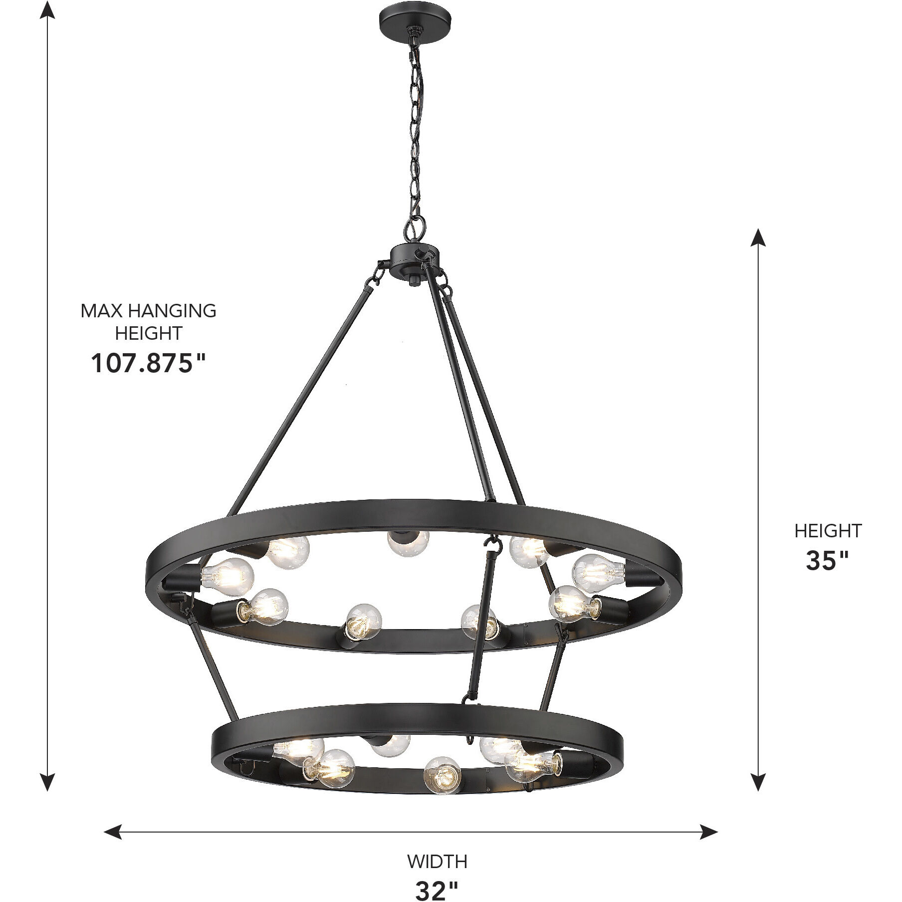 Castile 15 Light 32 inch Matte Black Chandelier Ceiling Light