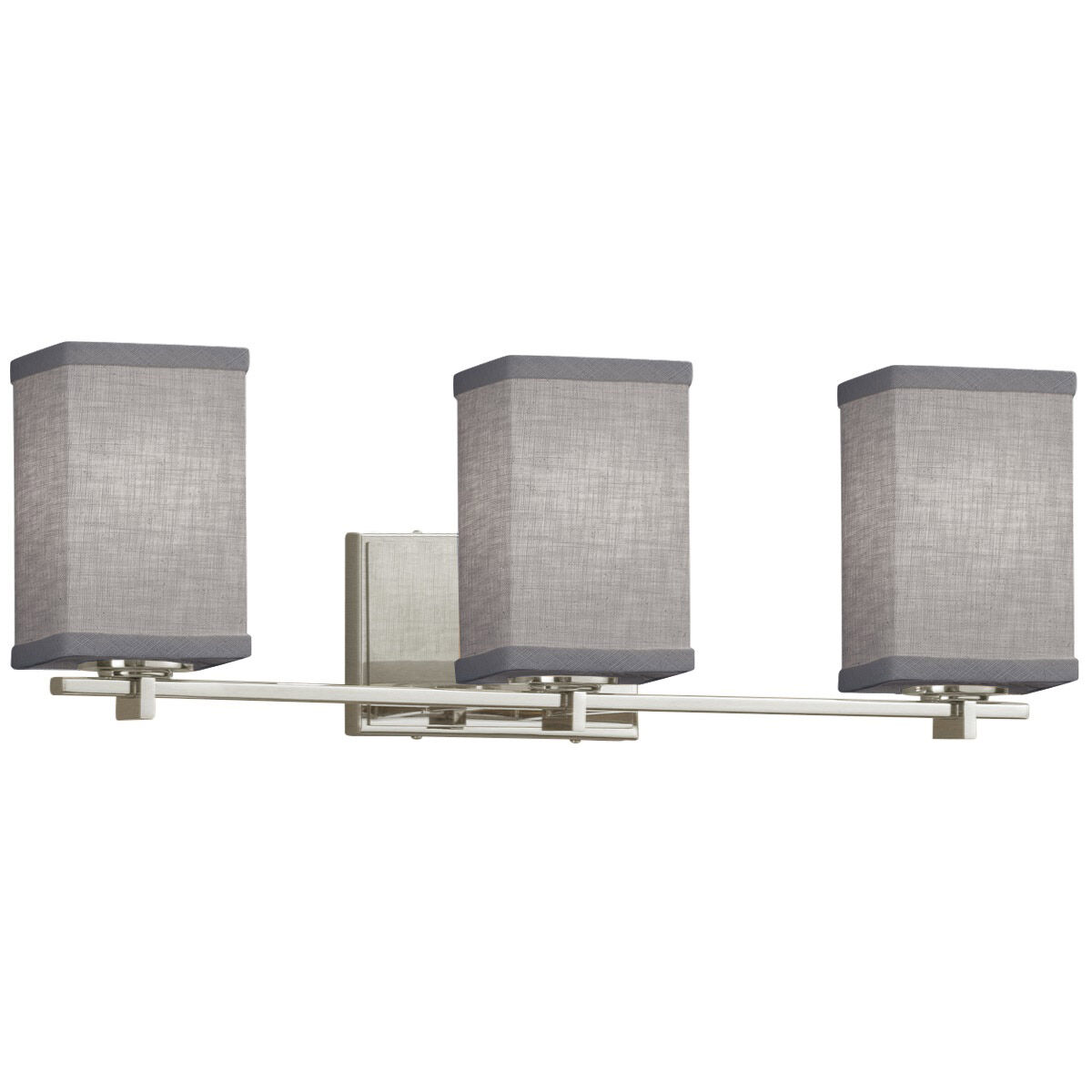 Textile LED 24 inch Brushed Nickel Bath Bar Wall Light, Square w/ Flat Rim