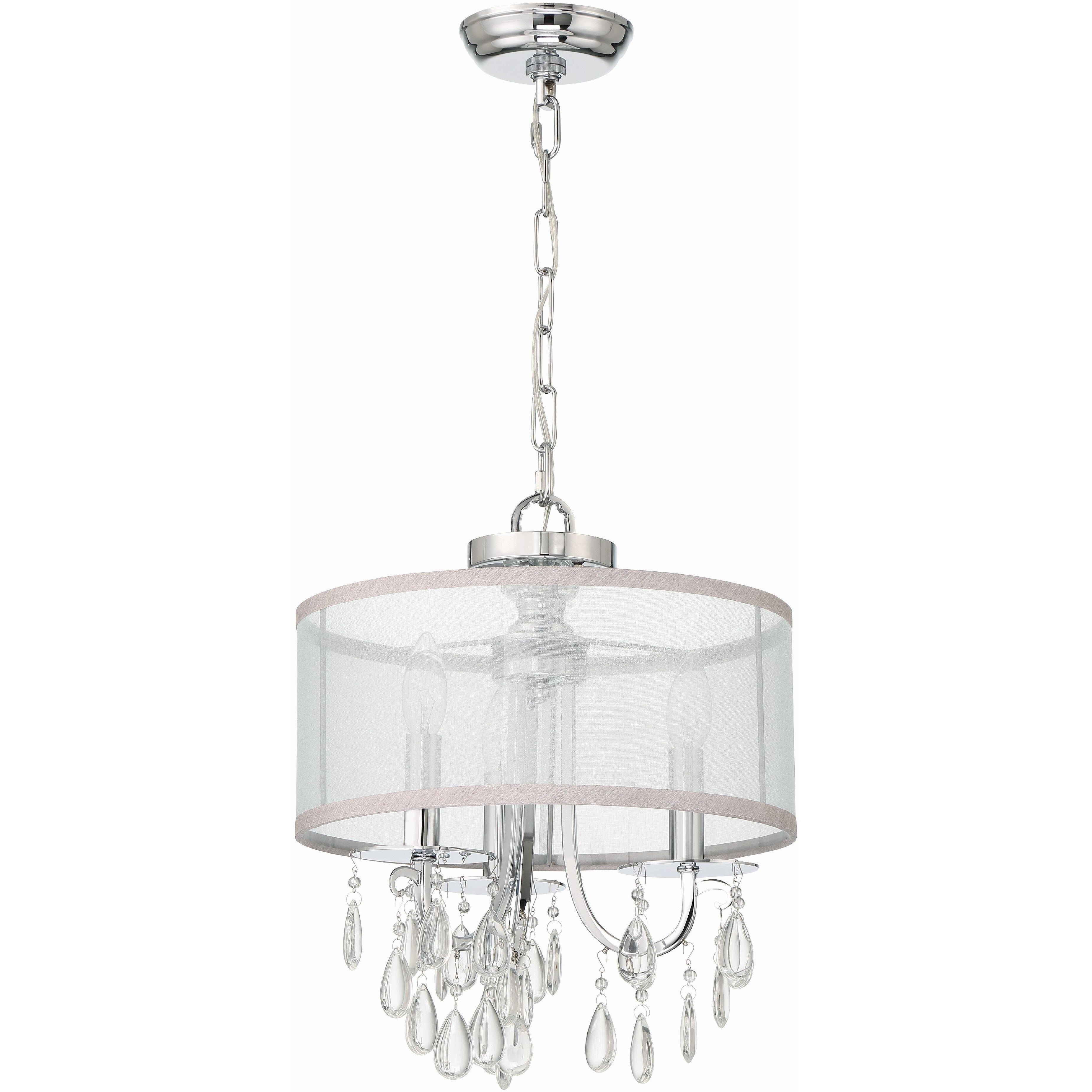 Hampton 3 Light 14 inch Polished Chrome Mini Chandelier Ceiling Light