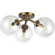 Alora Mood Cassia 3 Light 17.75 inch Aged Gold Semi-Flush Mount Ceiling Light in Clear Glass