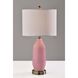 Freya 24 inch 100 watt Pink Texture Glass and Antique Brass Table Lamps Portable Light, Set of 2, Simplee Adesso