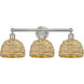 Edison Woven Rattan 3 Light 26 inch Brushed Satin Nickel Bath Vanity Light Wall Light
