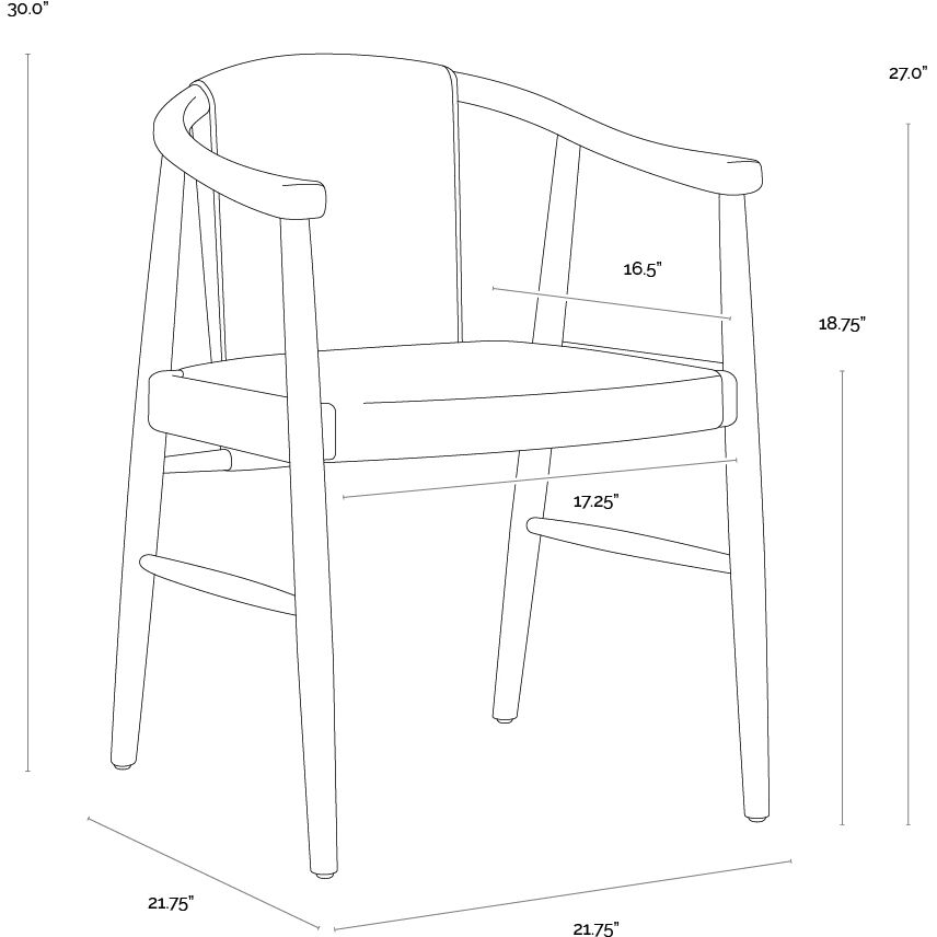Aran Onyx Leather Dining Armchair