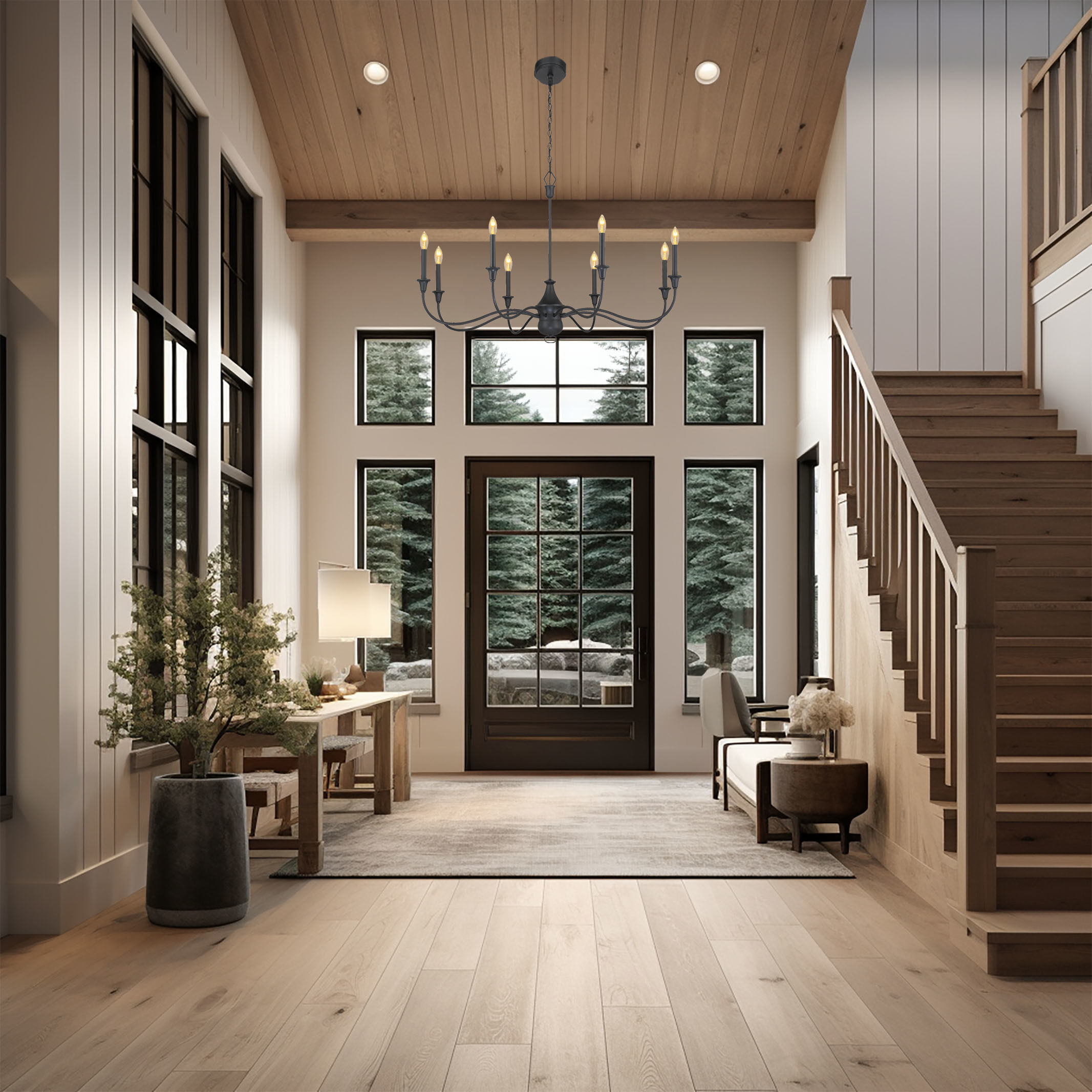 Halifax County 8 Light 48 inch Textured Coal Chandelier Ceiling Light