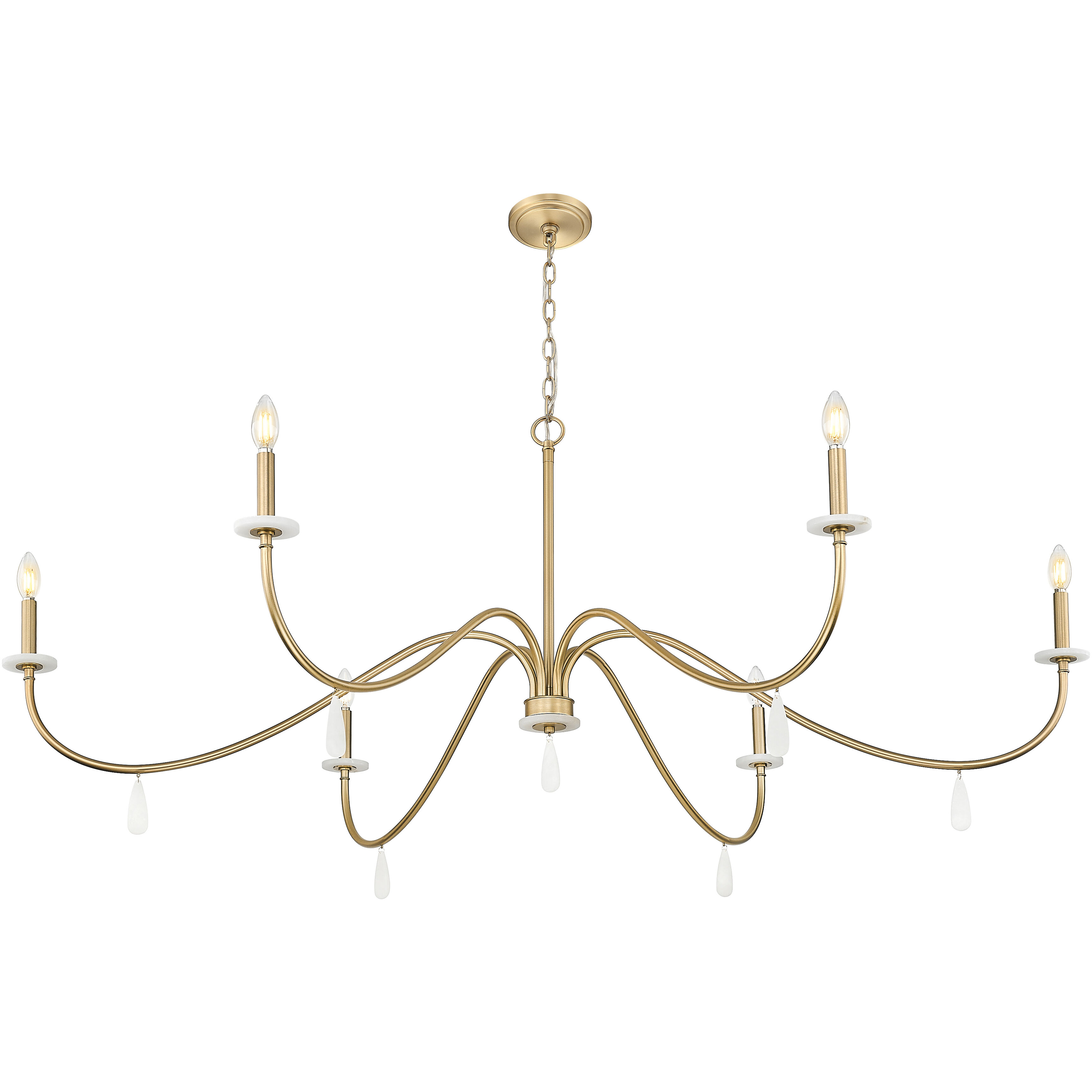 Toussant 6 Light 63 inch Modern Gold Chandelier Ceiling Light