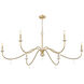 Toussant 6 Light 63 inch Modern Gold Chandelier Ceiling Light