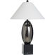 Orion 31 inch 100 watt Gunmetal Chrome and Black Marble Table Lamp Portable Light
