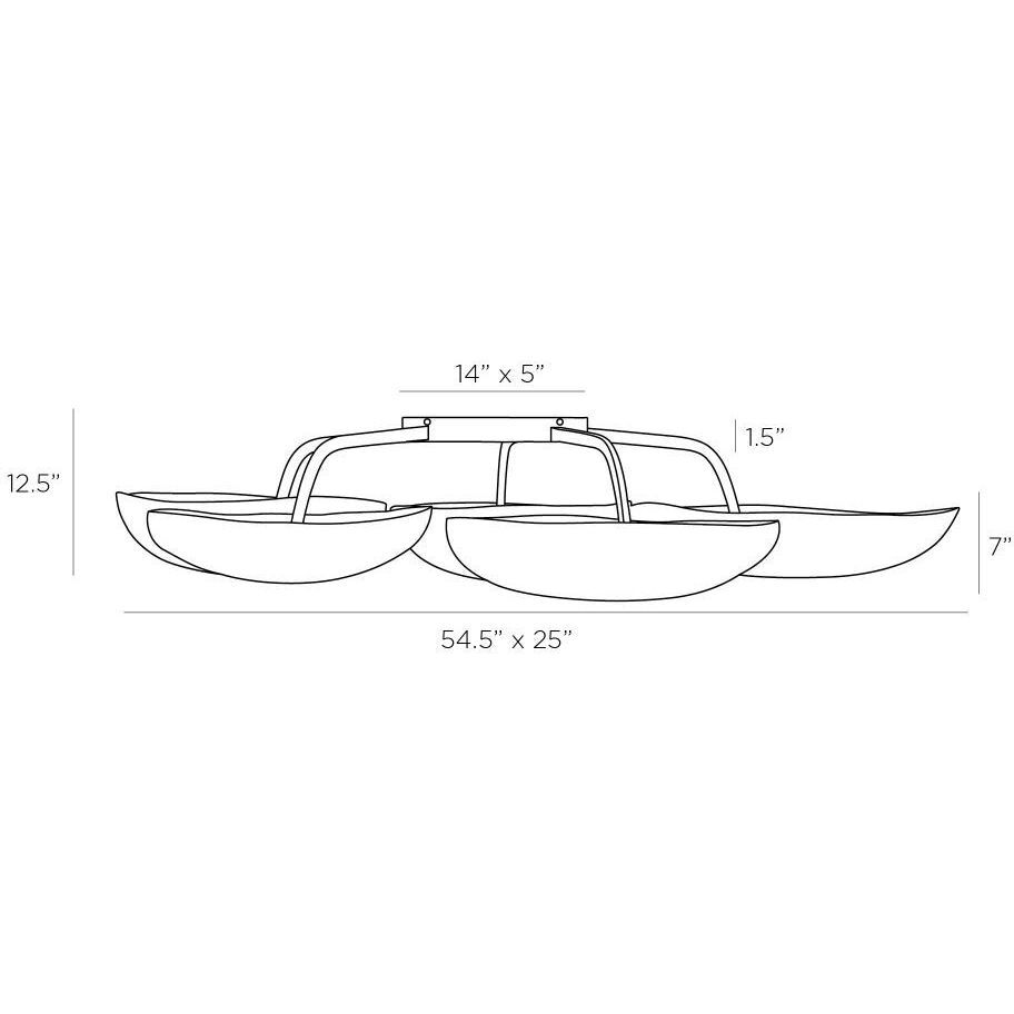Theo 54.5 inch Blackened Iron Flush Mount Ceiling Light