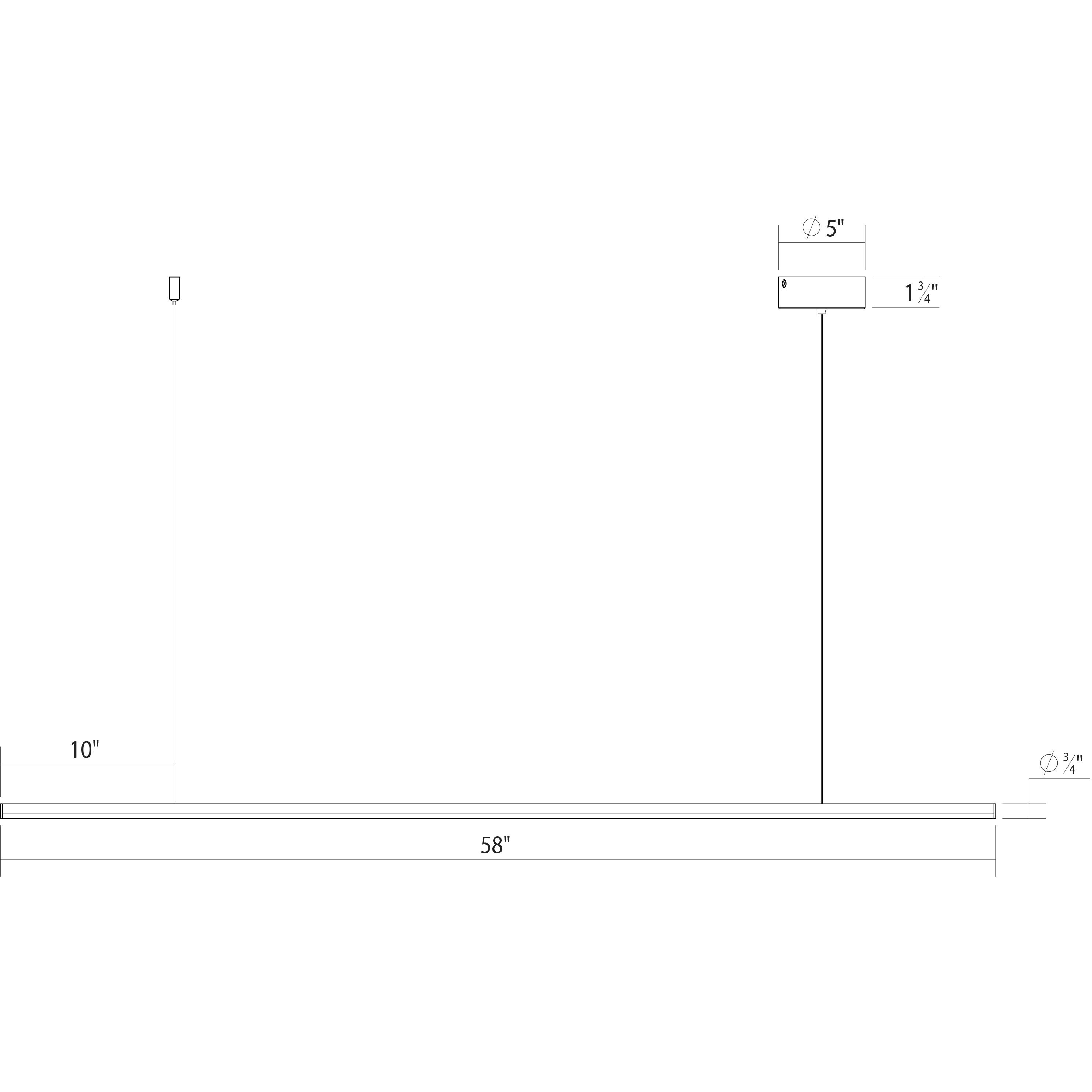 Fino LED 58 inch Satin Black Linear Pendant Ceiling Light in 3000K