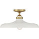 Crowne 1 Light 16 inch Legacy Brass and Off White Cream Semi Flush Ceiling Light