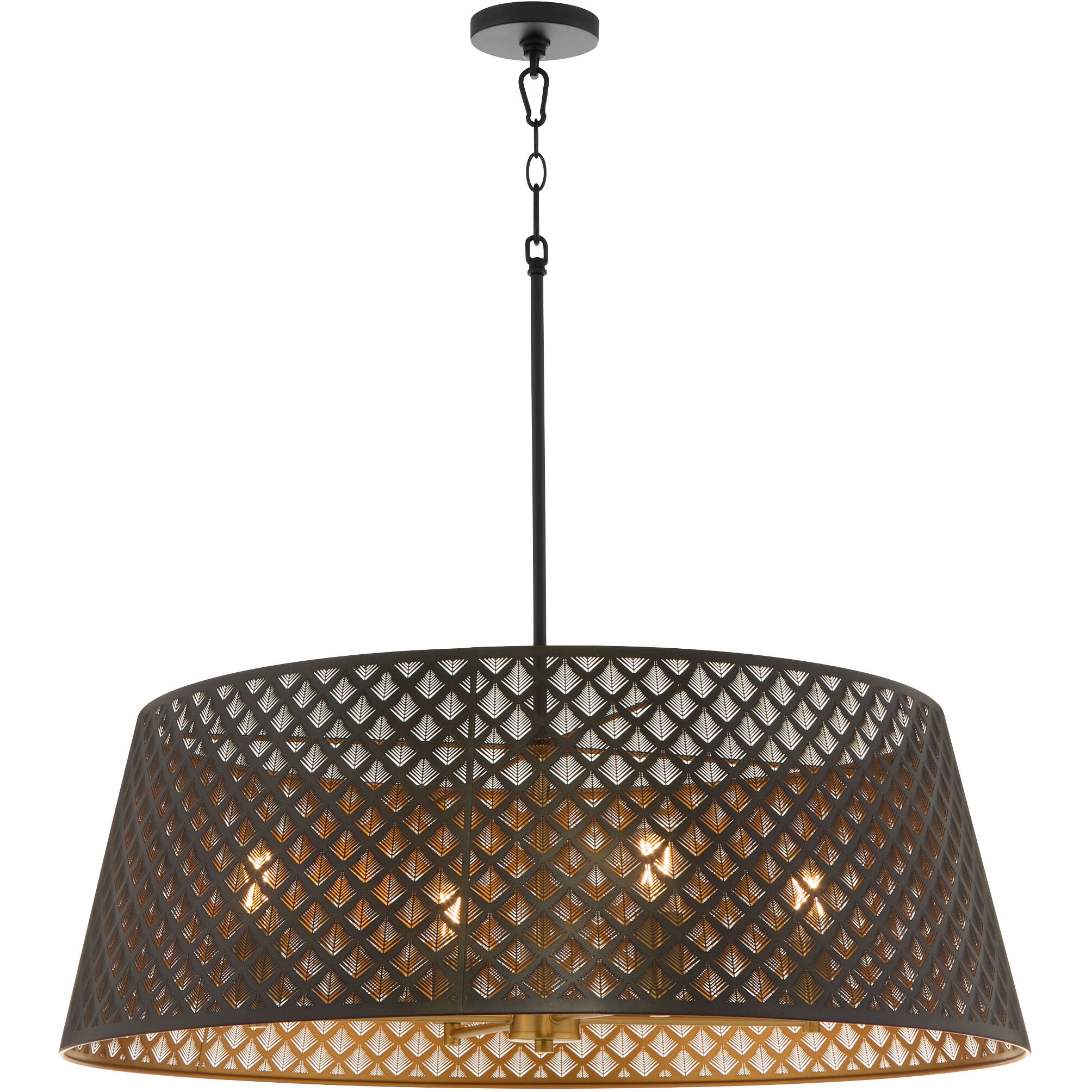 Benedict 4 Light 32 inch Matte Black and Aged Brass Pendant Ceiling Light