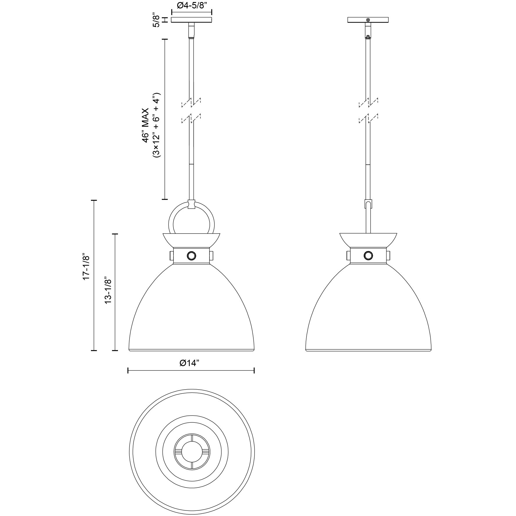 Alora Mood Waldo Pendant Ceiling Light in Matte Black and Aged Gold