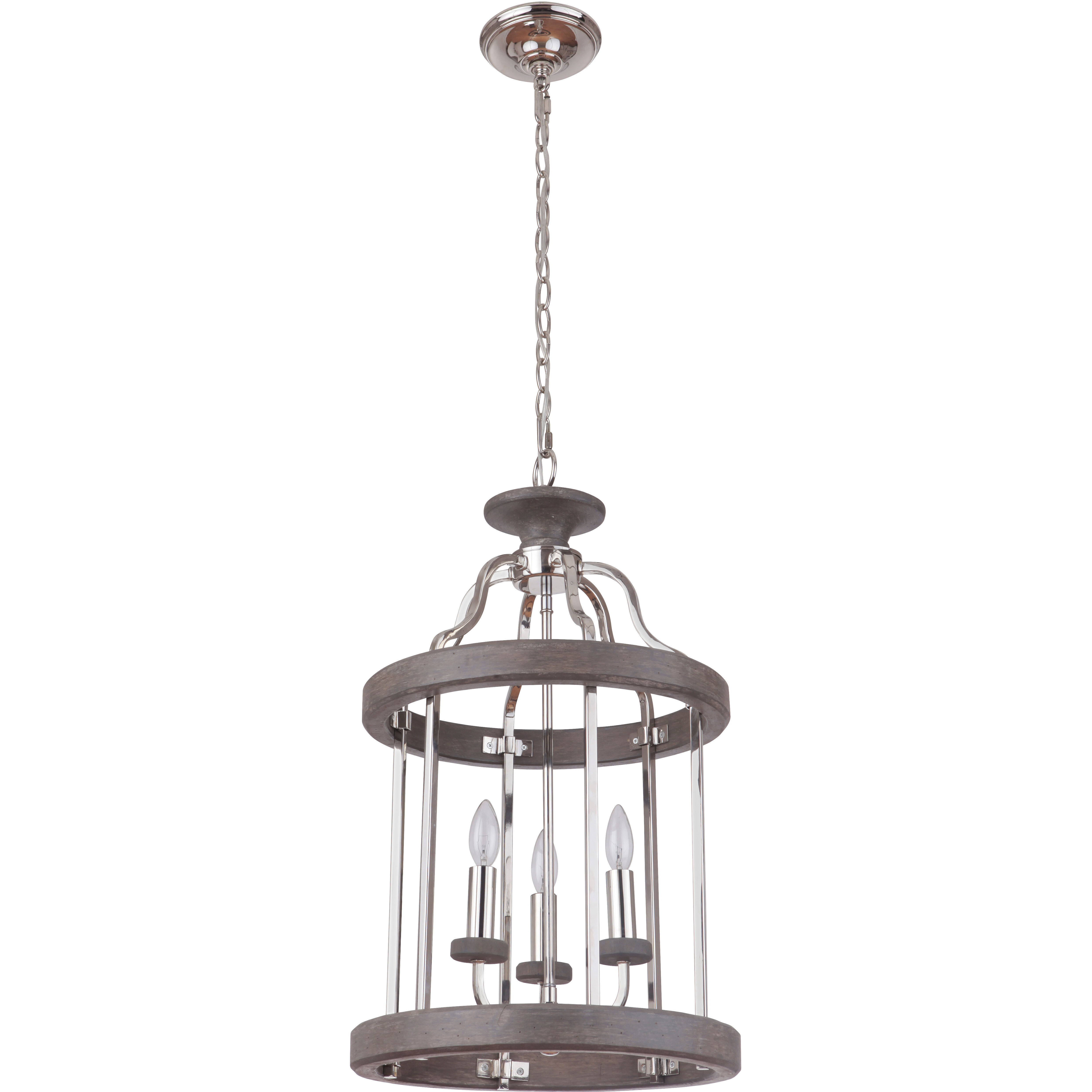 Ashwood 3 Light 16 inch Polished Nickel/Greywood Foyer Light Ceiling Light in Polished Nickel and Greywood