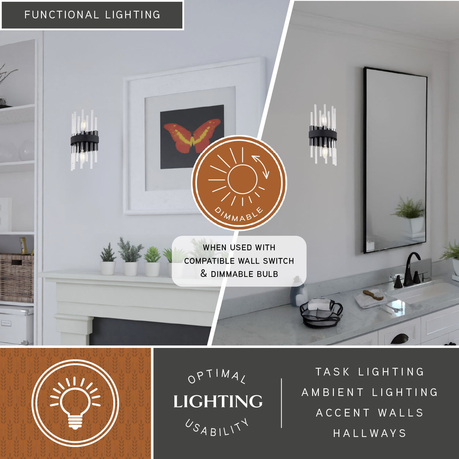 Delevan 2 Light 7.25 inch Matte Black Wall Light