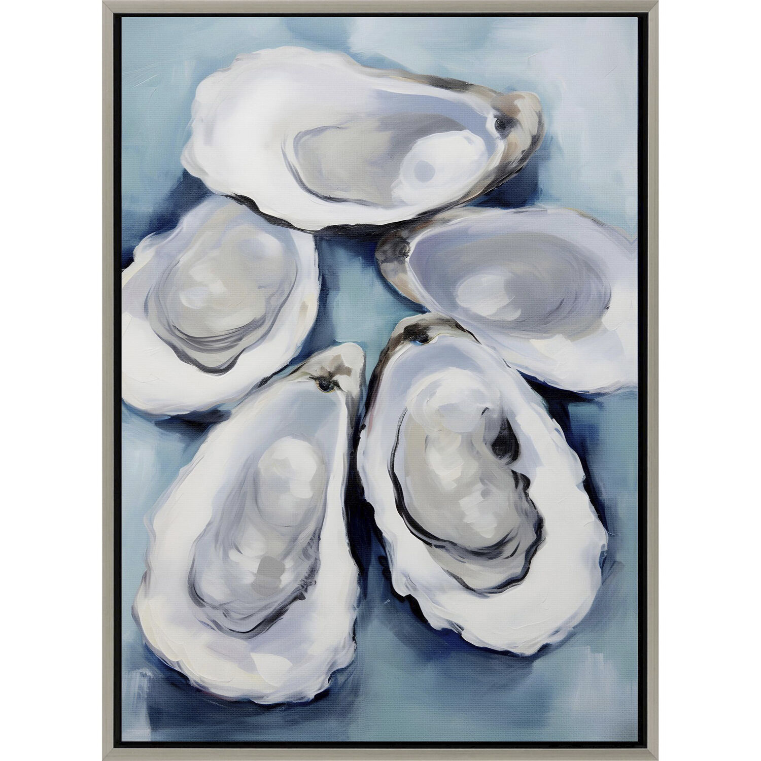 Five Oysters Four Oysters Blue and White and Multi and Gray Canvas, Propac