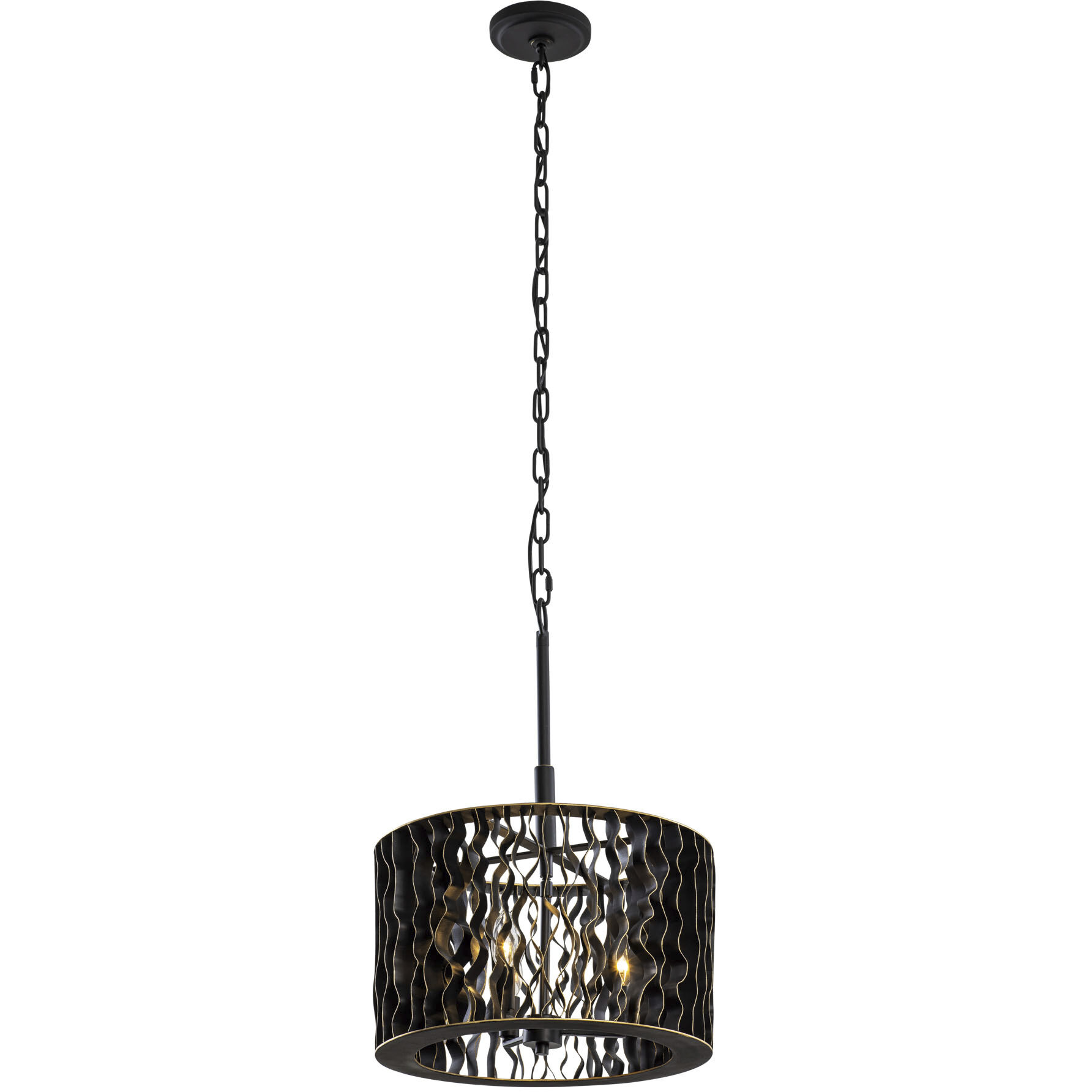 Estela 3 Light 16 inch Matte Black and French Gold Pendant Ceiling Light, Semi-Flush Convertible, Smithsonian Collaboration