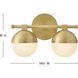 Bowie 2 Light 14.25 inch Lacquered Brass Vanity Light Wall Light