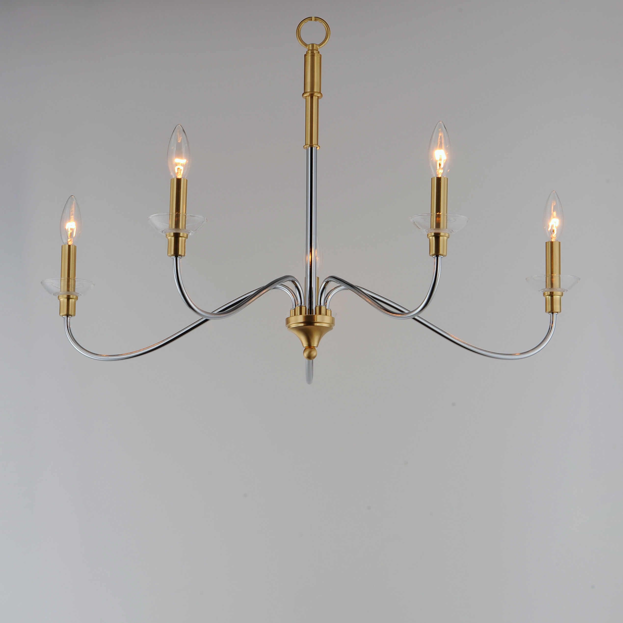 Clarion 5 Light 32 inch Polished Chrome/Satin Brass Chandelier Ceiling Light