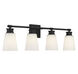 Contemporary 4 Light 31 inch Matte Black Bathroom Vanity Light Wall Light
