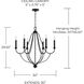 Bentley 6 Light 30 inch Black Iron Chandelier Ceiling Light