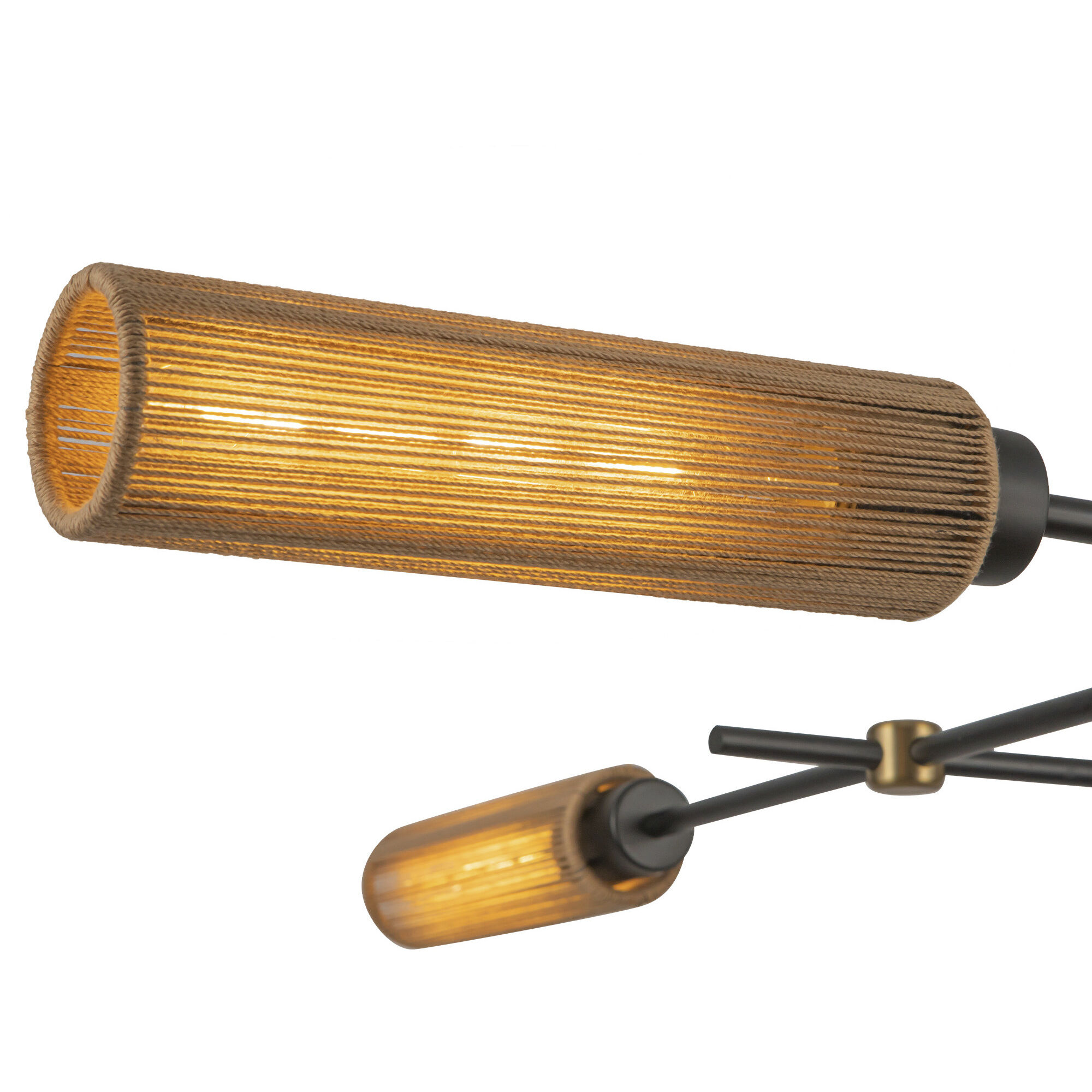 Alora Mood Colby 4 Light 52 inch Matte Black/Tan Jute Linear Pendant Ceiling Light in Matte Black and Tan Jute